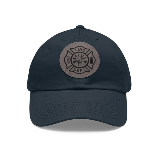 FD Maltese Cross Firefighter Leather Patch Hat